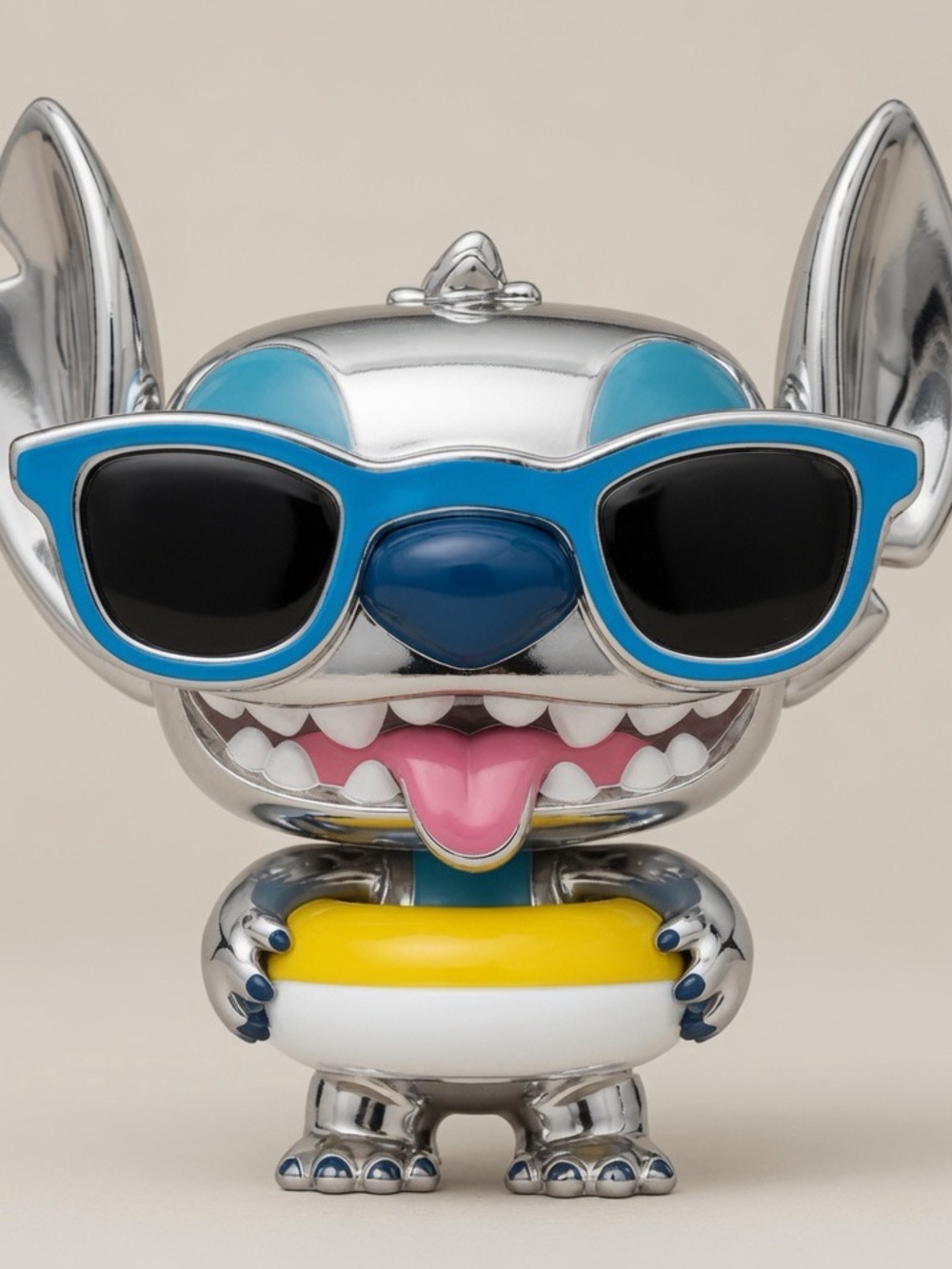 Chromed Stitch Sunglasses charm with Yellow Float